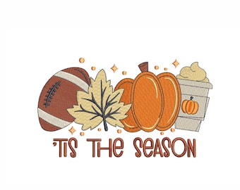 Fall Football Pumpkin Embroidery Design (Instant Download)