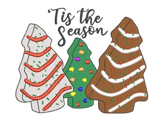 Christmas tree cake embroidery design, 5 sizes, digital download.