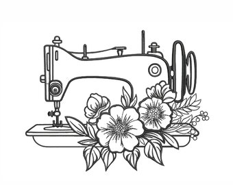 Máquina de coser con diseño de bordado de flores, 5 tamaños, descarga instantánea.