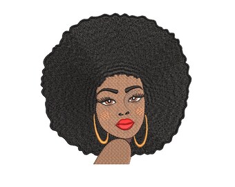 African Woman Face Embroidery Design: 4 Sizes (Instant Download)