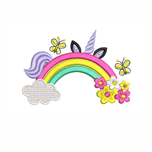 Rainbow embroidery design, 4 sizes, Instant download.