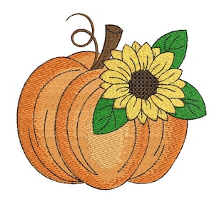 Diseño de bordado de calabaza, bordado de otoño, diseño de bordado del día de acción de gracias, 3 tamaños, descarga instantánea.