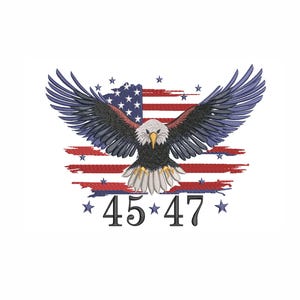 トランプ大統領 45 47 刺繍デザイン：アメリカ国旗の鷲（デジタルダウンロード）