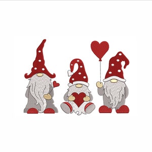 Motif de broderie Love gnomes, 3 tailles.