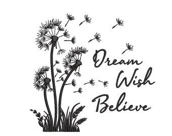 Dandelion embroidery design , 4 sizes.