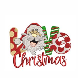 Santa Loves Christmas Embroidery Design: Holiday Machine Embroidery (Digital Download)