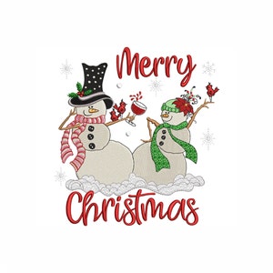 Dancing snowmen Machine Embroidery Design , winter embroidery, , 4 sizes, instant download.