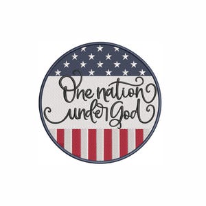 One Nation Under God Patch: USA Flag Embroidery Design (Digital Download)