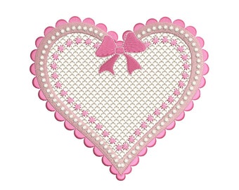Heart of romance embroidery design, love embroidery, 3 sizes, instant download.
