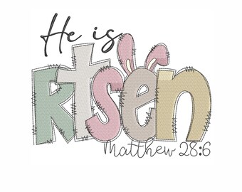 He is Risen Easter Bunny Embroidery Design (5 Sizes) (Digital Download)