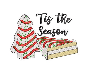 Christmas tree cake embroidery design, 4 sizes, digital download.