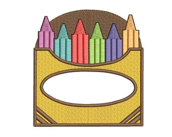 Split Crayon Machine Embroidery Design: Back to School (Instant Download)