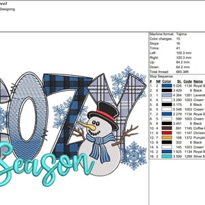 Schneemann Cozy Season Stickdatei, Maschinenstickdatei (6 Größen) Bild 7