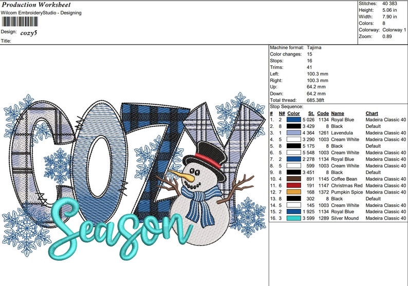 Schneemann Cozy Season Stickdatei, Maschinenstickdatei (6 Größen) Bild 7