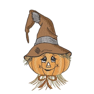 Scarecrow pumpkin embroidery design, Autumn embroidery design, thanksgiving day embroidery design, 3 size, instant download.