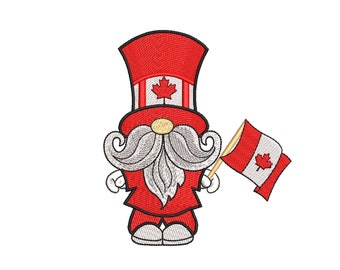 Canadian gnome Patriotic embroidery design, 3 sizes.