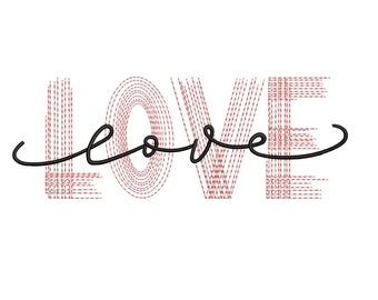 Love Stickdatei, Happy Valentines Day Stickmuster, 7 Größen, Stickdatei zum sofortigen Download.