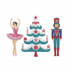 Nutcracker Ballerina Embroidery Design: Christmas Tree (Instant Download)