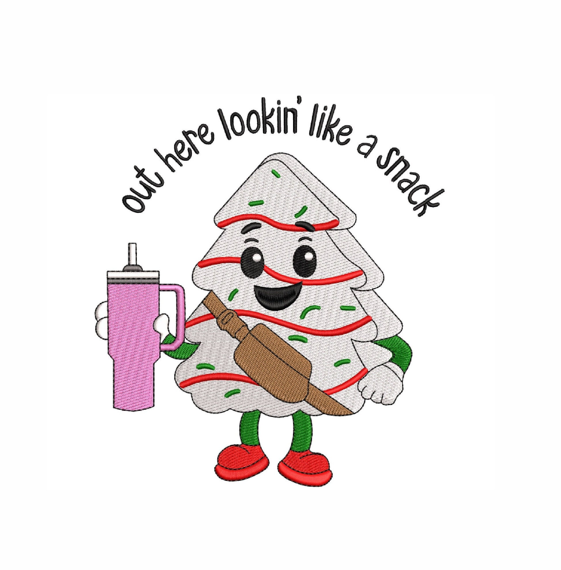 Looking Like a Snack - embroidery design, Christmas tree cake with coffee cup and Belt Bag  embroidery design, 4 sizes, digital download.