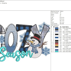 Schneemann Cozy Season Stickdatei, Maschinenstickdatei (6 Größen) Bild 5