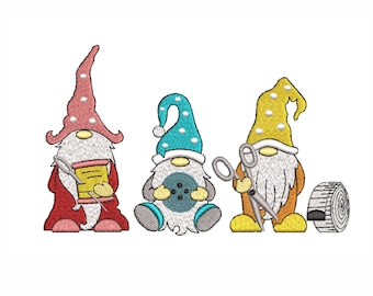 Sewing Gnomes Embroidery Design: Tailor Gnomes (Instant Download)