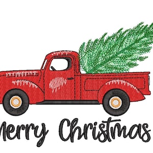 Christmas truck Embroidery Design, Holiday Embroidery Designs, , Christmas decor, 3 sizes, instant download.