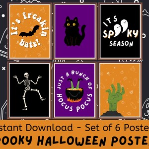Gruseliges Halloween (6er-Set) druckbare Poster, digitale Downloads Klassenzimmerdekor, Feiertagsgrundschulklassenzimmer, Hexe-Halloween-Dekor