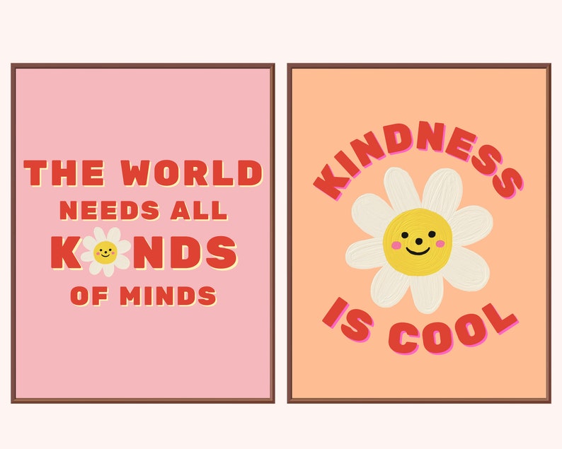 Groovy inspirerande klassrum (set om 4) affischer, digitala nedladdningar, klassrumsdekor, boho elementärt klassrum, anslagstavla för dagis bild 2