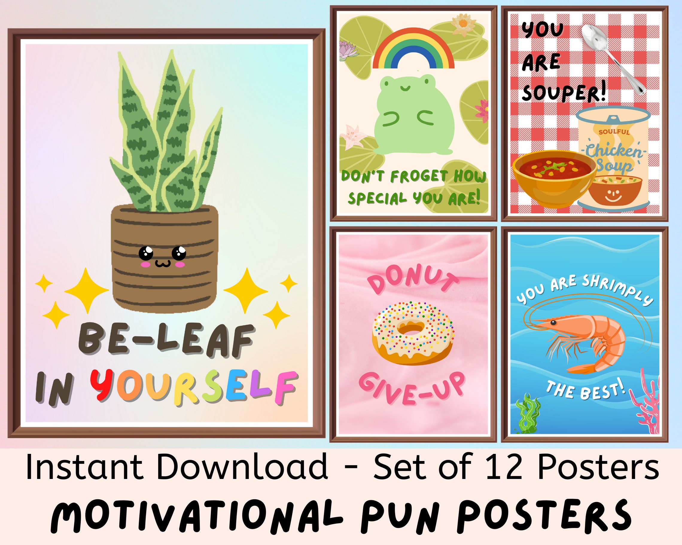 Motivational Pun Classroom set of 12 Posters Digital - Etsy UK