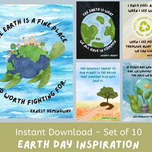 Inspirational Earth Day Quotes (Set of 10) Instant Digital Download, World Earth Day, Earthy Themed Classroom Decor, Bulletin Board Prints