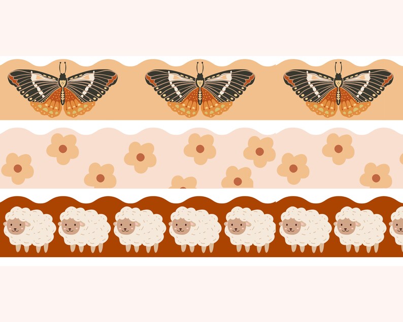 Boho Classroom Bulletin Board Borders set of 6 Printable Etsy