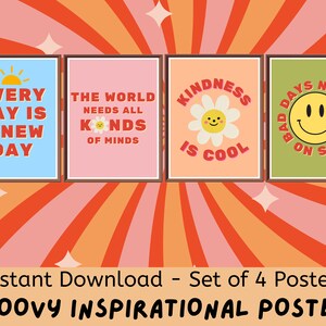 Große inspirierende Klassenzimmer (4er Set) Poster, digitale Downloads, Klassenzimmer Dekor, Boho Elementary Classroom, Bulletin Board Kindergarten