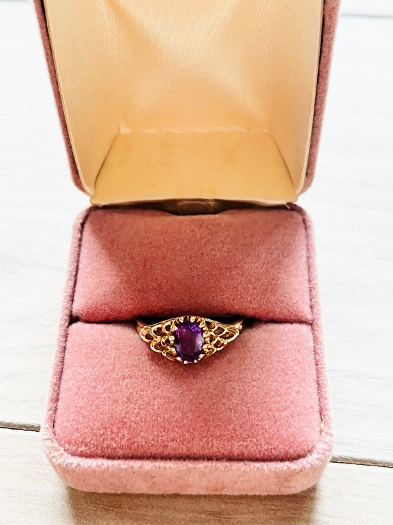 9ct Gold Vintage Amethyst Ring, 1990s Ring, Februa