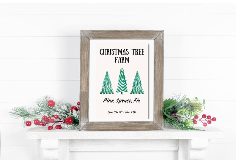 Printable Christmas Tree Farm Wall Art christmas Decor, Christmas Wall