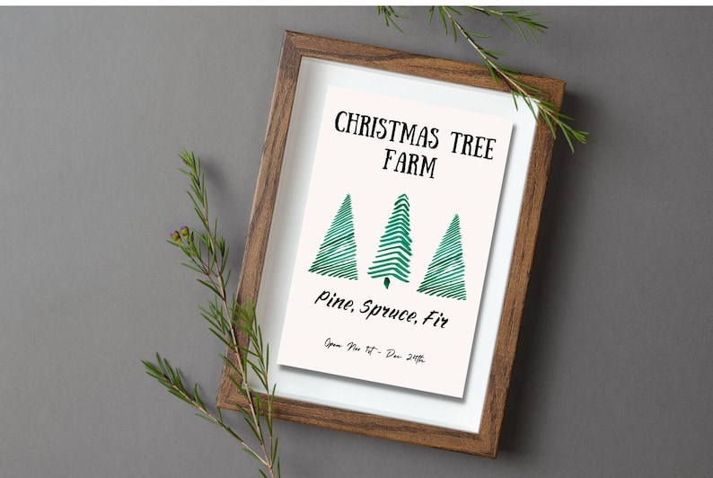 Printable Christmas Tree Farm Wall Art christmas Decor Etsy