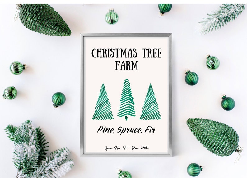 Printable Christmas Tree Farm Wall Art christmas Decor, Christmas Wall