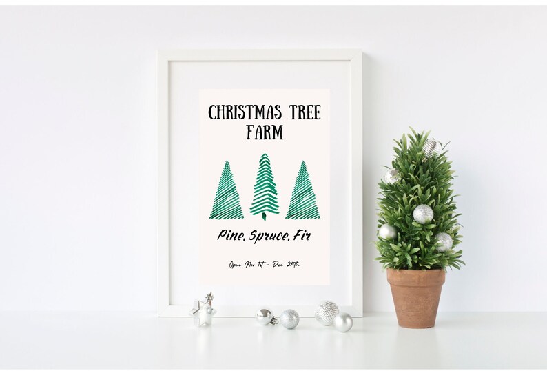 Printable Christmas Tree Farm Wall Art christmas Decor Etsy