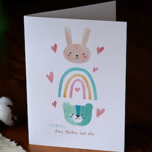 Cartes de vœux à imprimer, carte pliante, téléchargement NUMÉRIQUE, carte postale aquarelle, dicton, dictons amusants, bébé, naissance