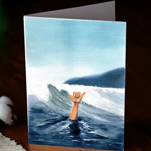 Cartes de vœux à imprimer, carte pliante, deux tailles différentes, Shaka, Cool, Loose, Good Wave, DIGITAL Download, Carte postale aquarelle