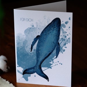 Aquarelle baleine, carte d'anniversaire, téléchargement NUMÉRIQUE, carte d'anniversaire à imprimer, carte postale aquarelle, carte pour vous