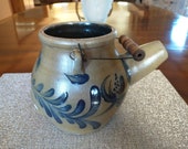Vintage Rowe Pottery Works Stoneware Salt Glaze Watering Can Floral Design 1997