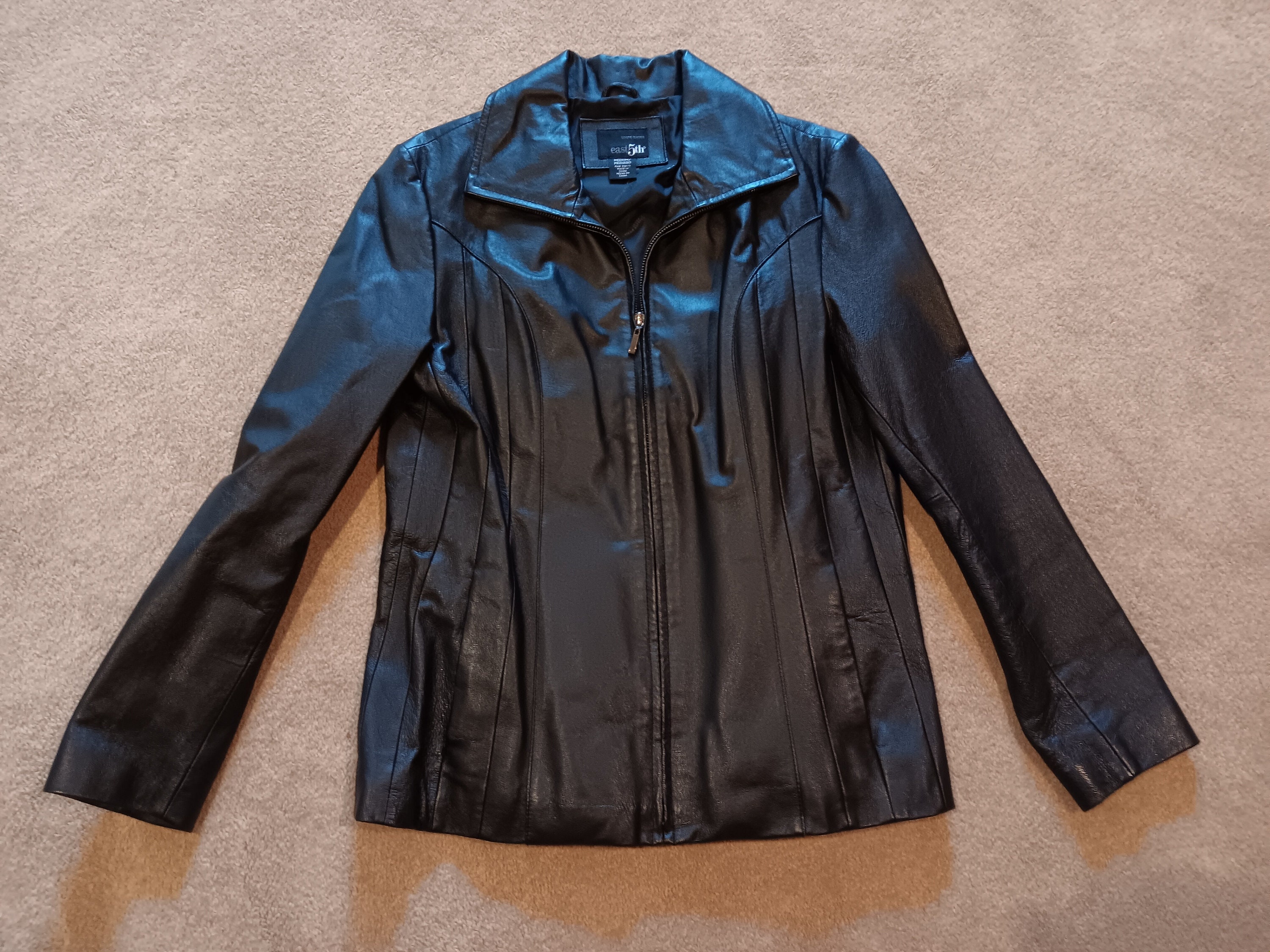 Vintage East 5th Women s Black Leather Jacket Size M Etsy Canada
