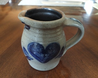 Vintage Rowe Pottery Stoneware Creamer Heart Design 1988