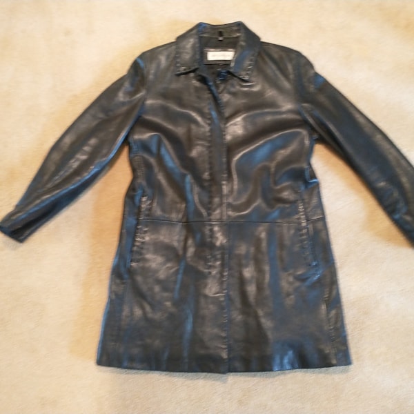 vintage Jones New York Veste en cuir noir pour femmes Taille M