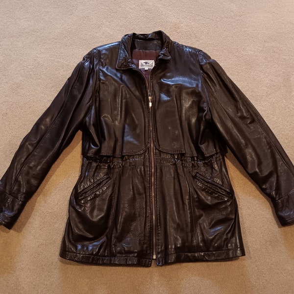 Vintage Damselle New York Brown Leather Jacket Women's Size Large