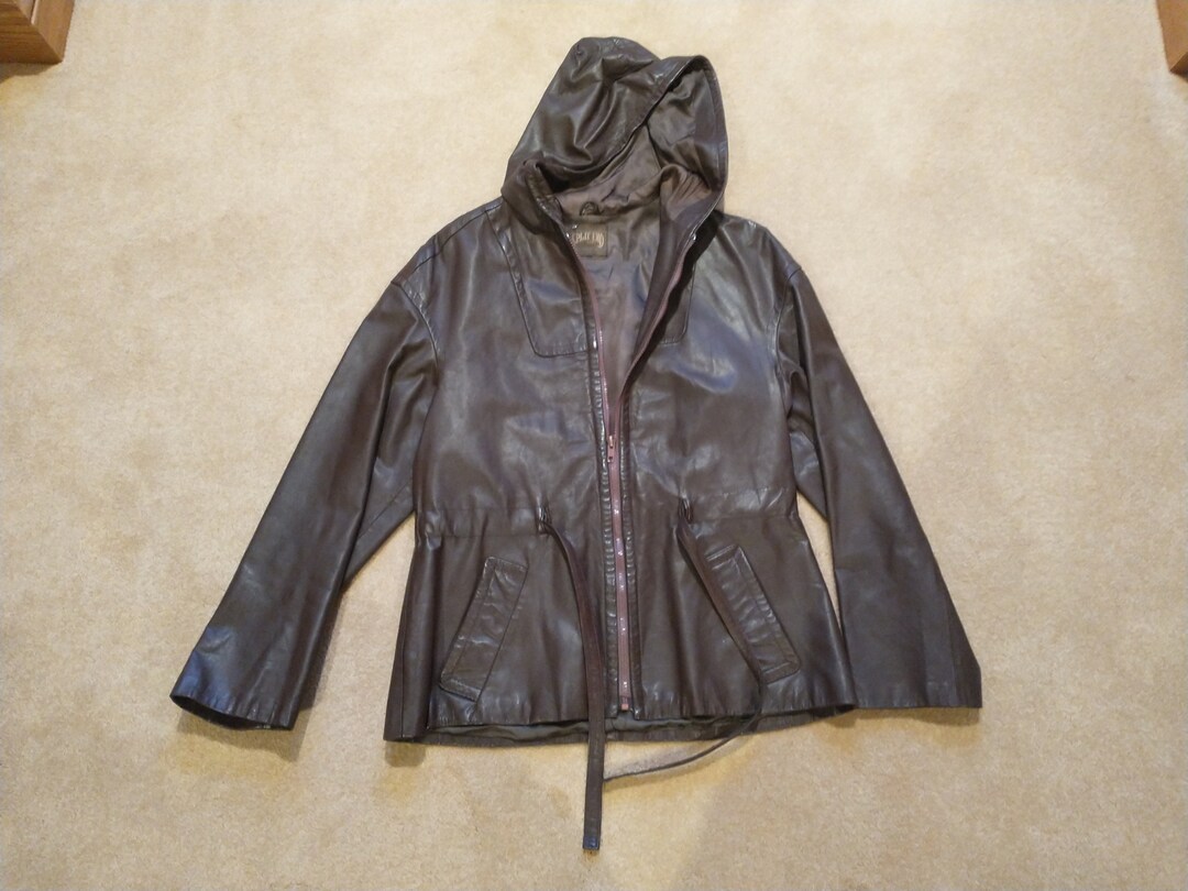 Vintage Split End Brown Leather Hooded Jacket Women's Etsy