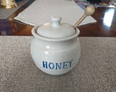 Vintage Pottery Stoneware Honey Pot With Lid 1979