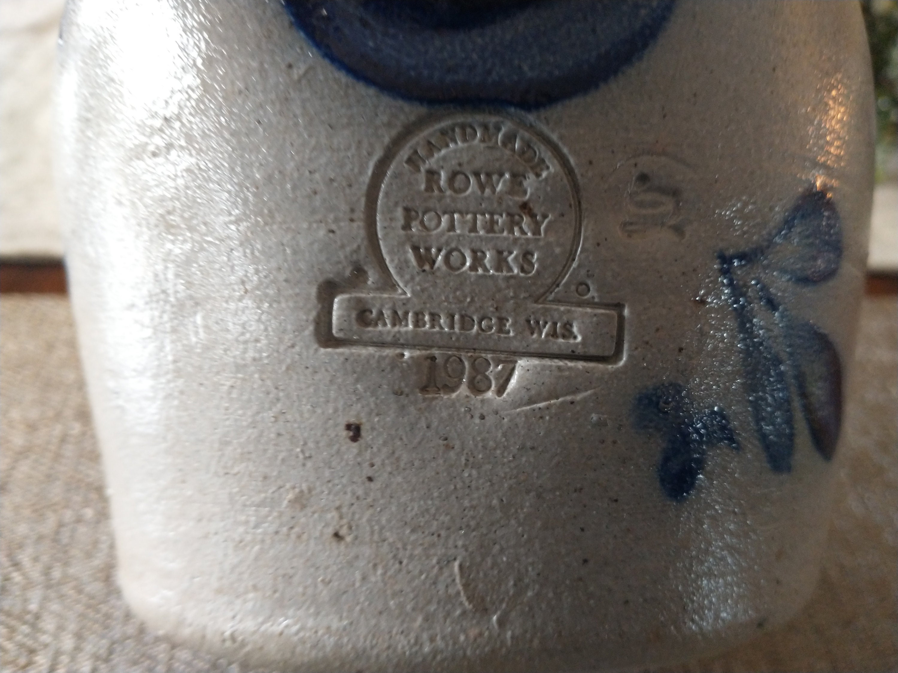 Vintage Rowe Pottery Works Stoneware Pitcher Floral Design 1987 Etsy