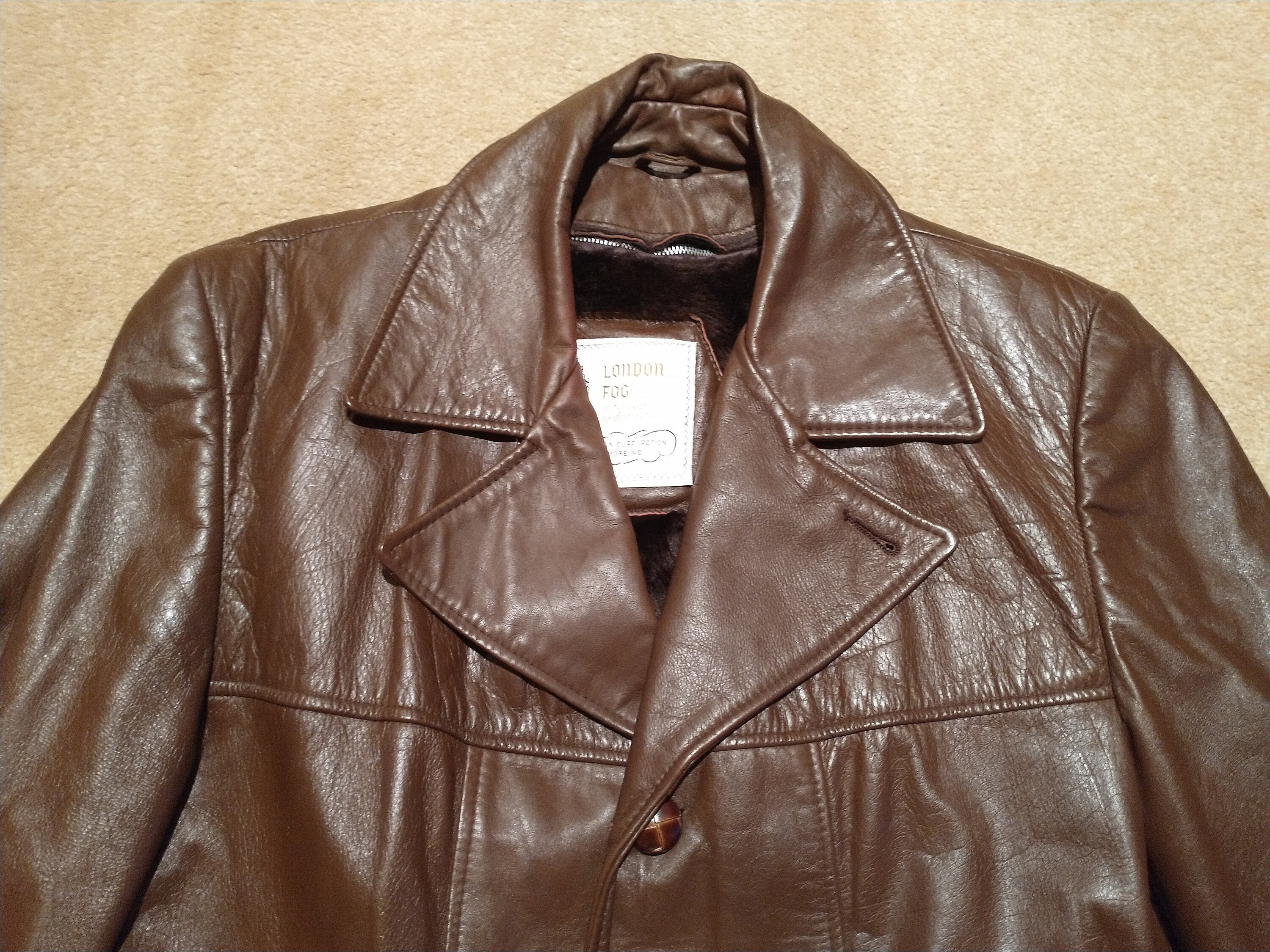 Vintage London Fog Brown Leather Jacket Men s 42 Regular Etsy UK