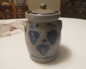 Vintage Rowe Pottery Works Country Home Collection Kitchen Canister With Lid Three Strawberry Design 1993
